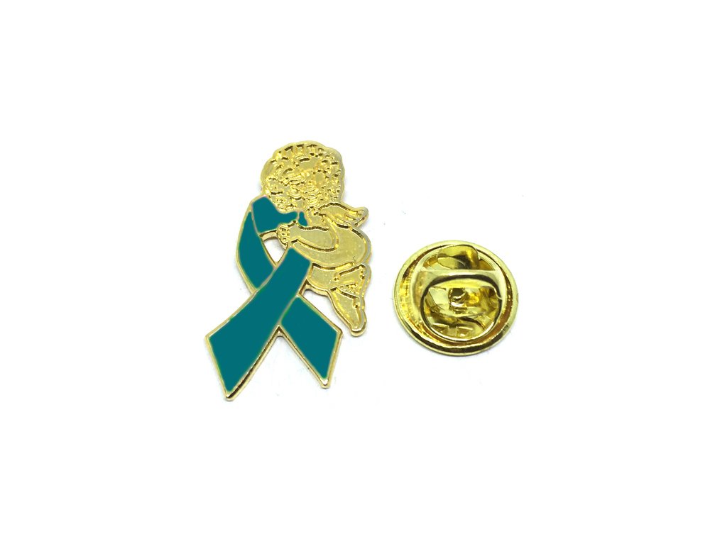 Teal Ribbon Angel Pin