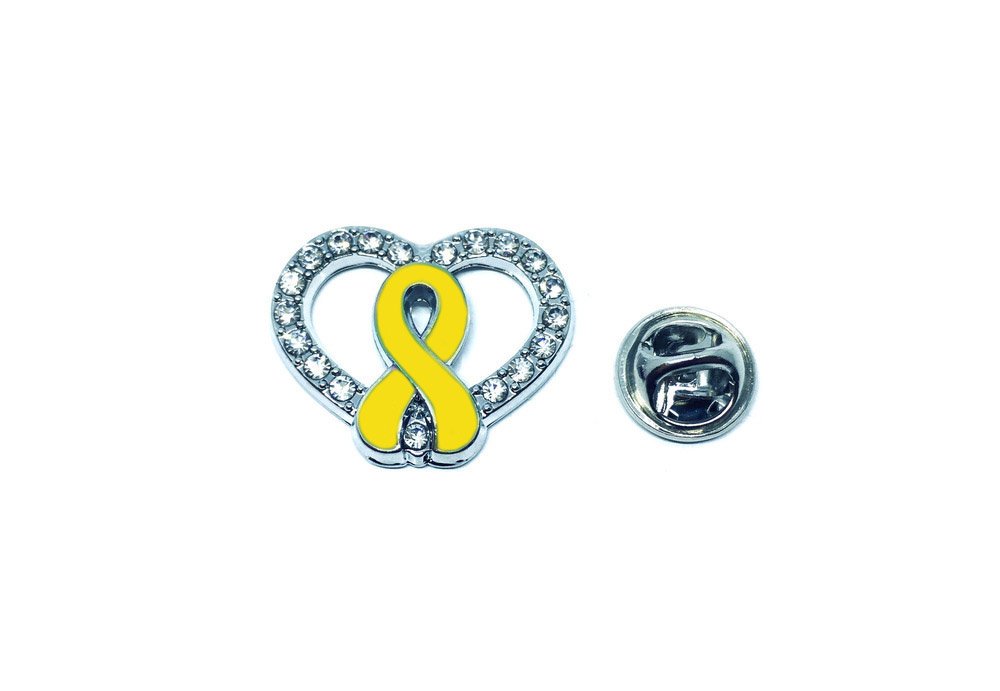 Yellow Heart Ribbon Pin