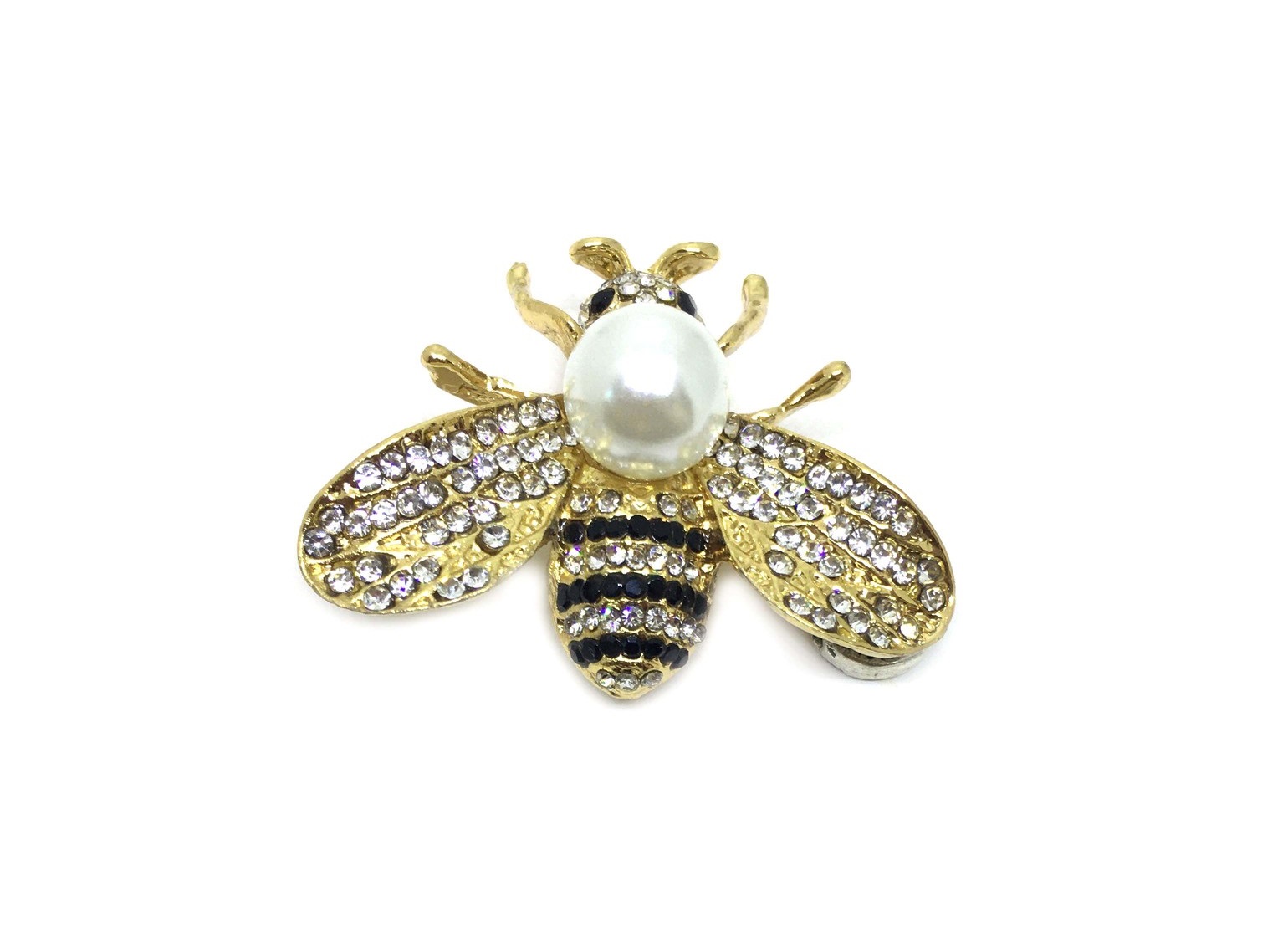 Rhinestone Pearl Bee Brooch