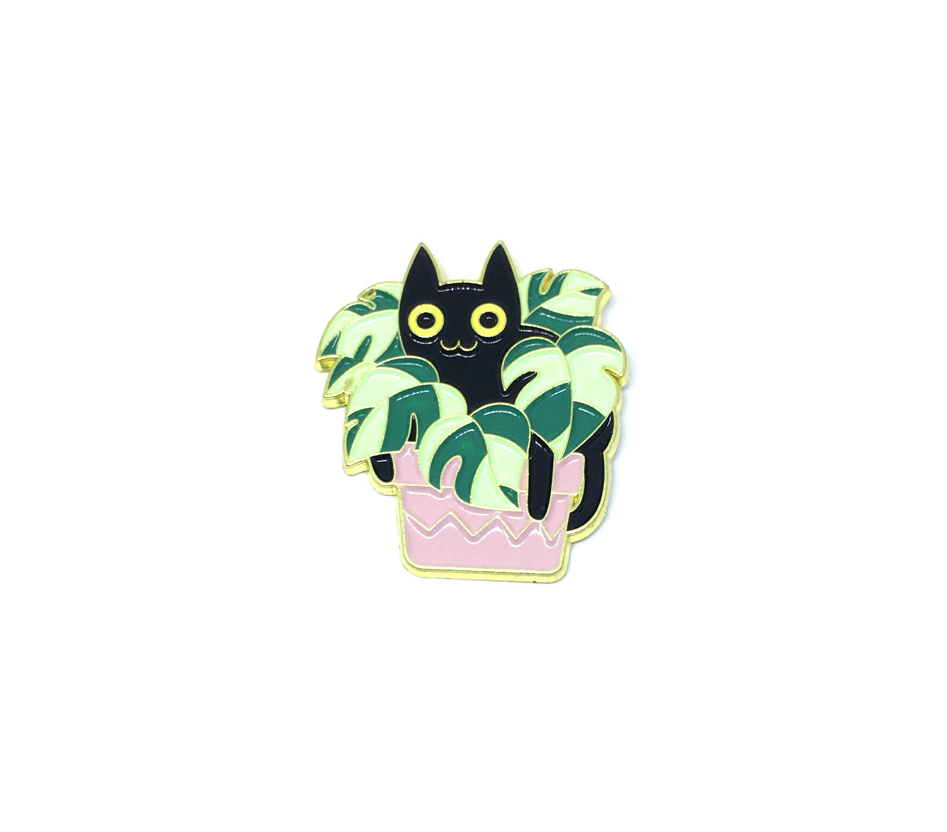 Black Cat with Flowers Pin