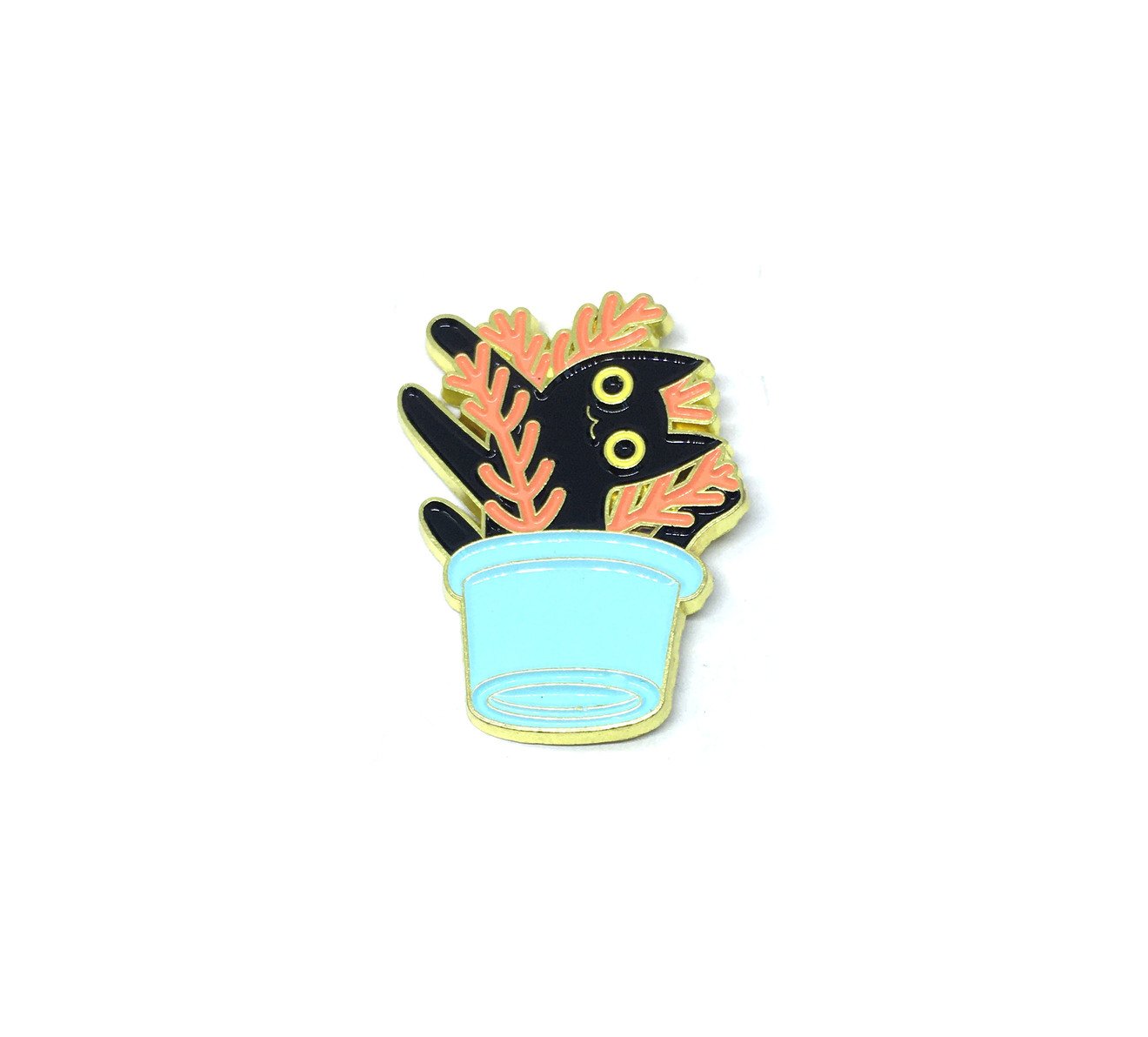 Potted Plant Black Cat Pin