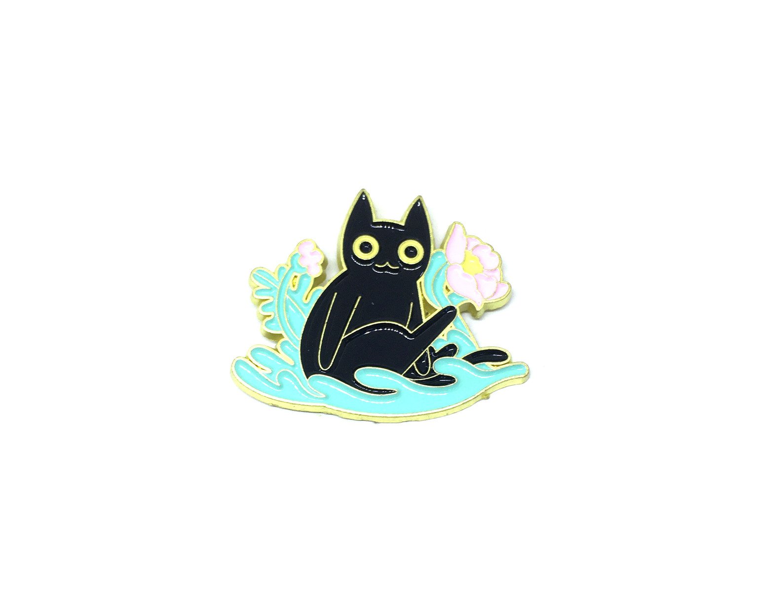 Cat with Flower Enamel Pin