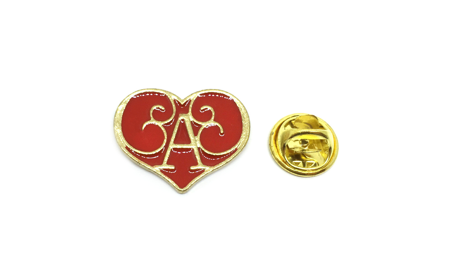 Letter A Red Heart Pin