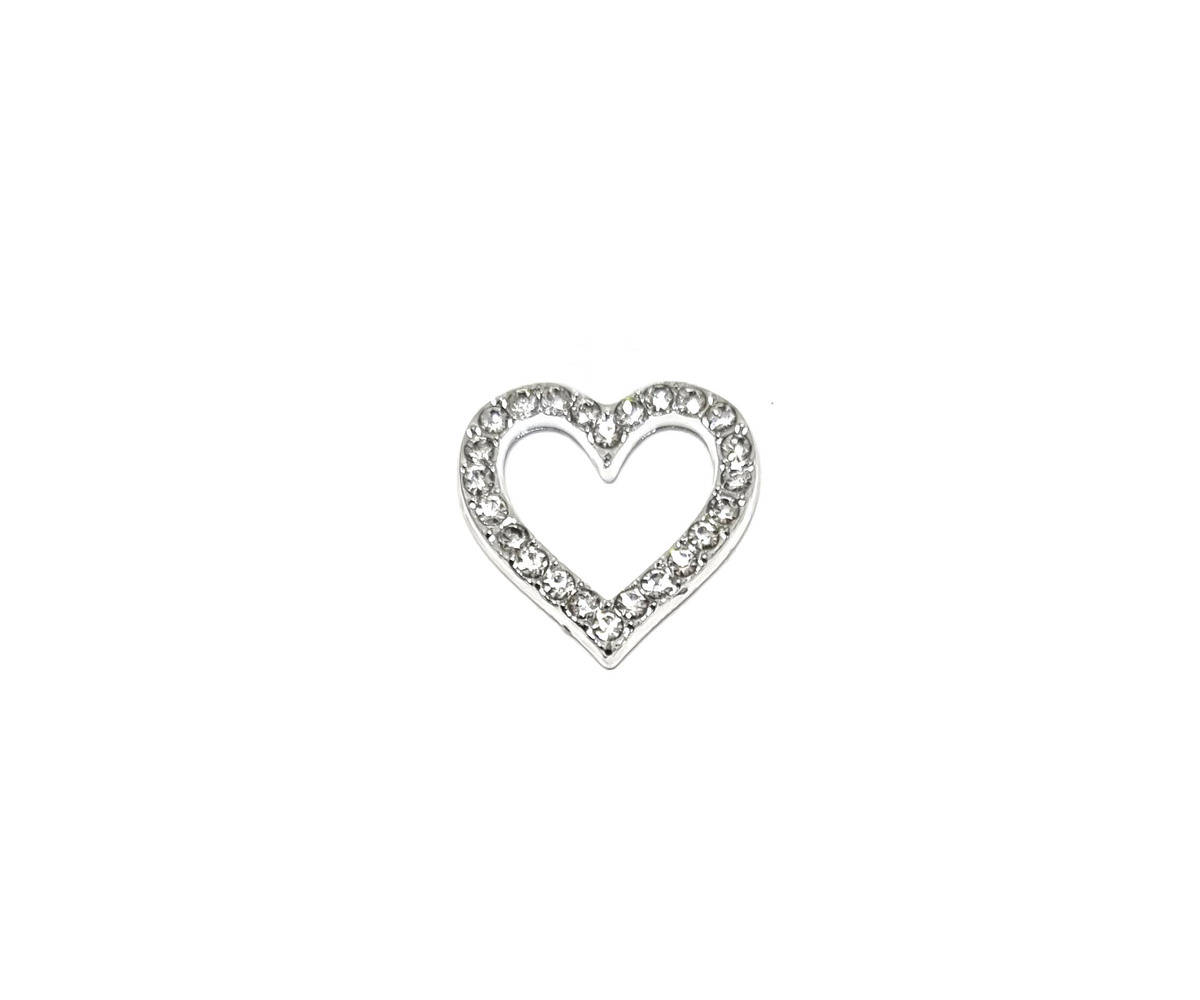 Silver Rhinestone Heart Pin