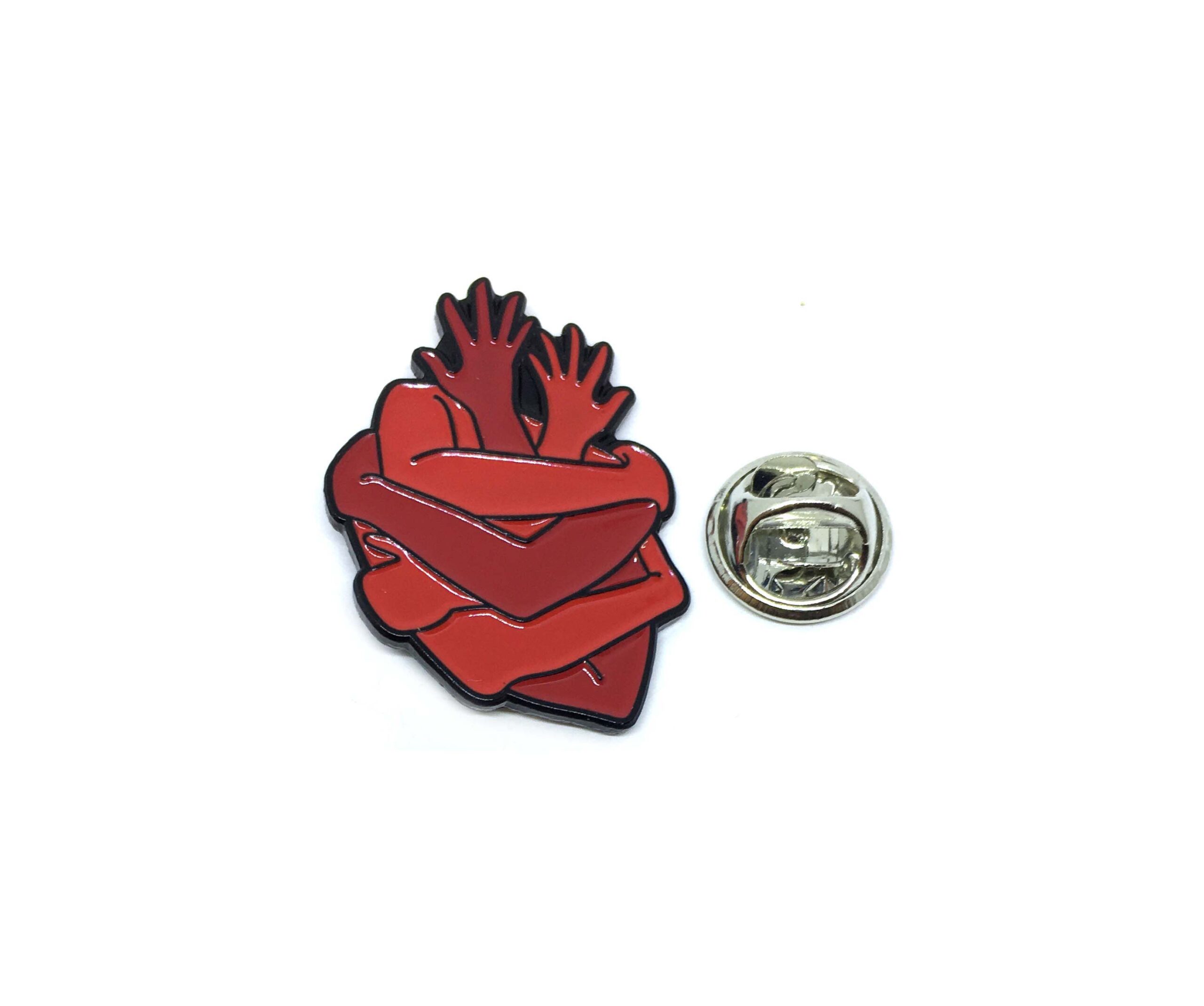 Red Hug Anatomical Heart Pin