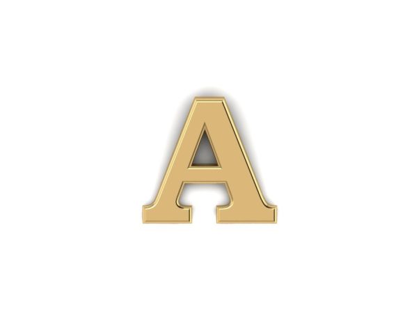 Letter A Pin in gold