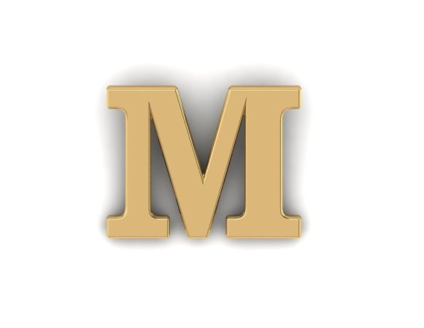 Letter M Pin - Gold