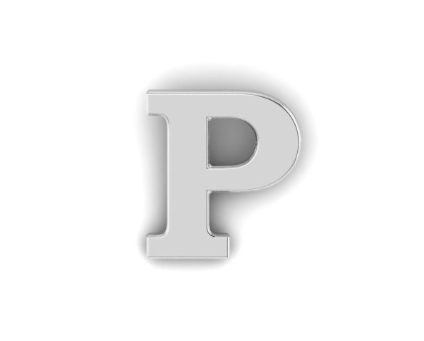 Letter P Pin - Silver