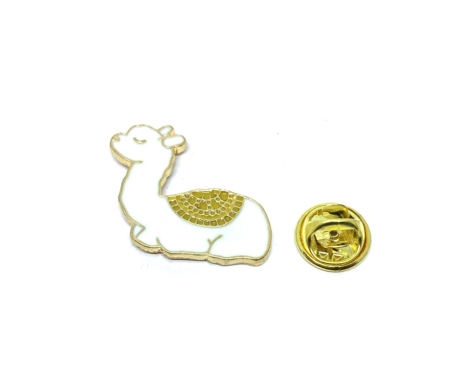 White Enamel Camel Lapel Pin