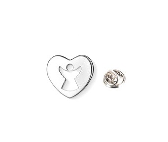 Silver Angel Heart Pin