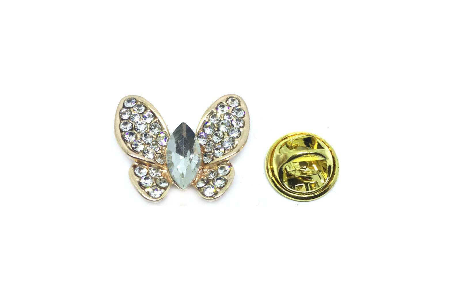 Gold Rhinestone Butterfly Pin