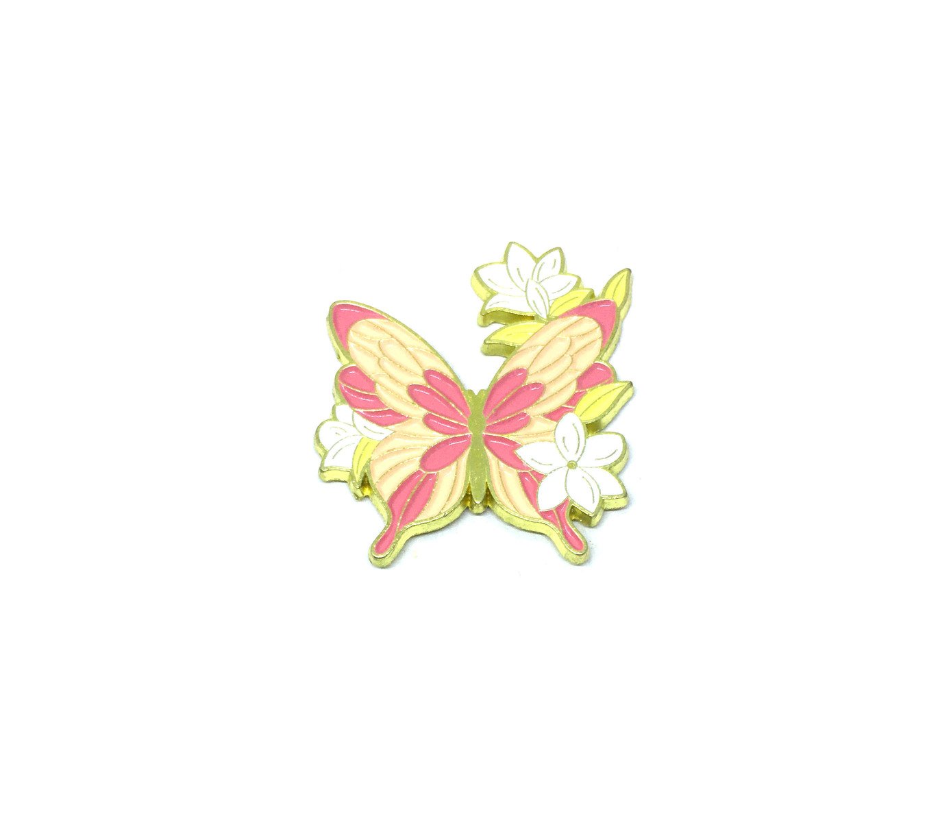 Flower and Cute Butterfly Enamel Pin