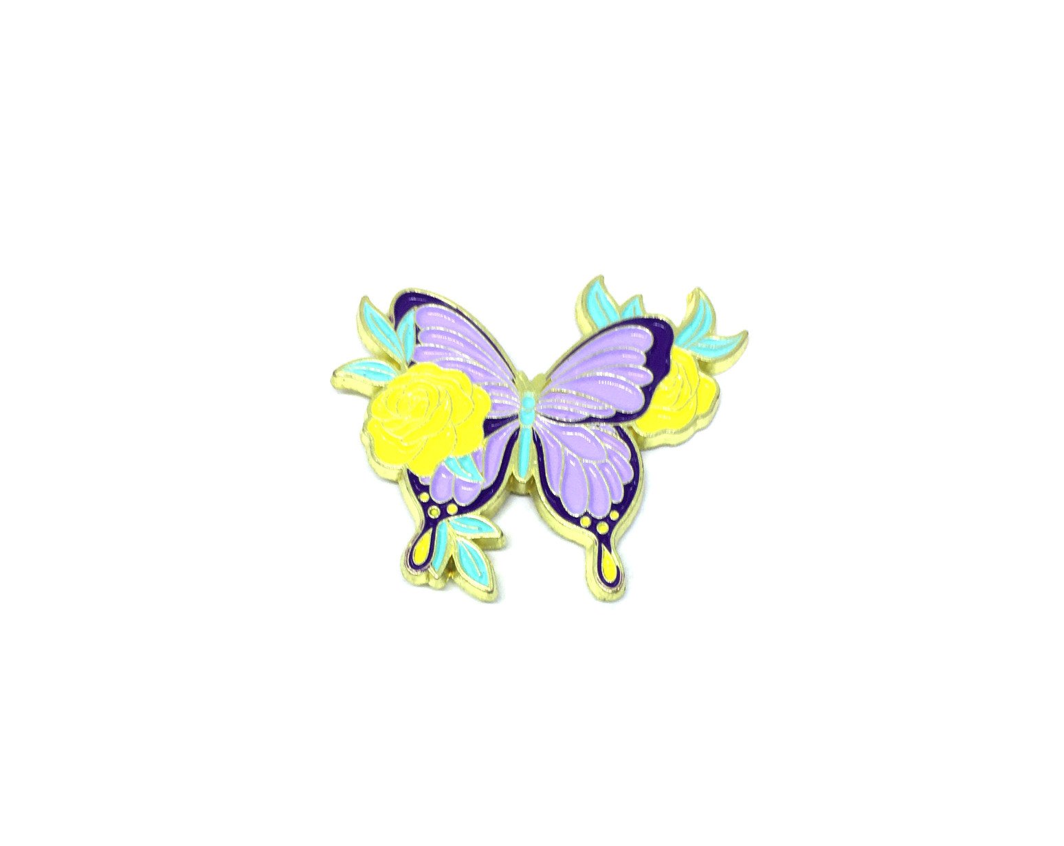 Flower and Butterfly Enamel Pin