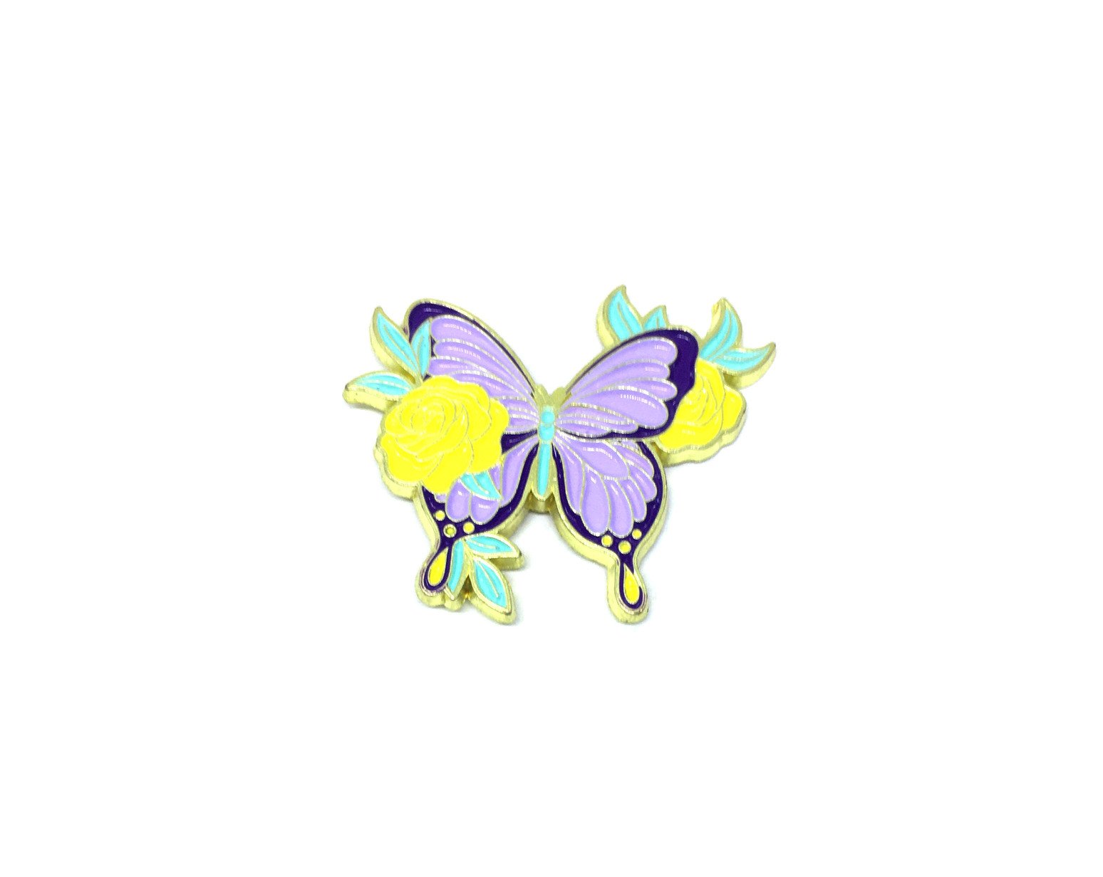 Flower and Butterfly Enamel Pin