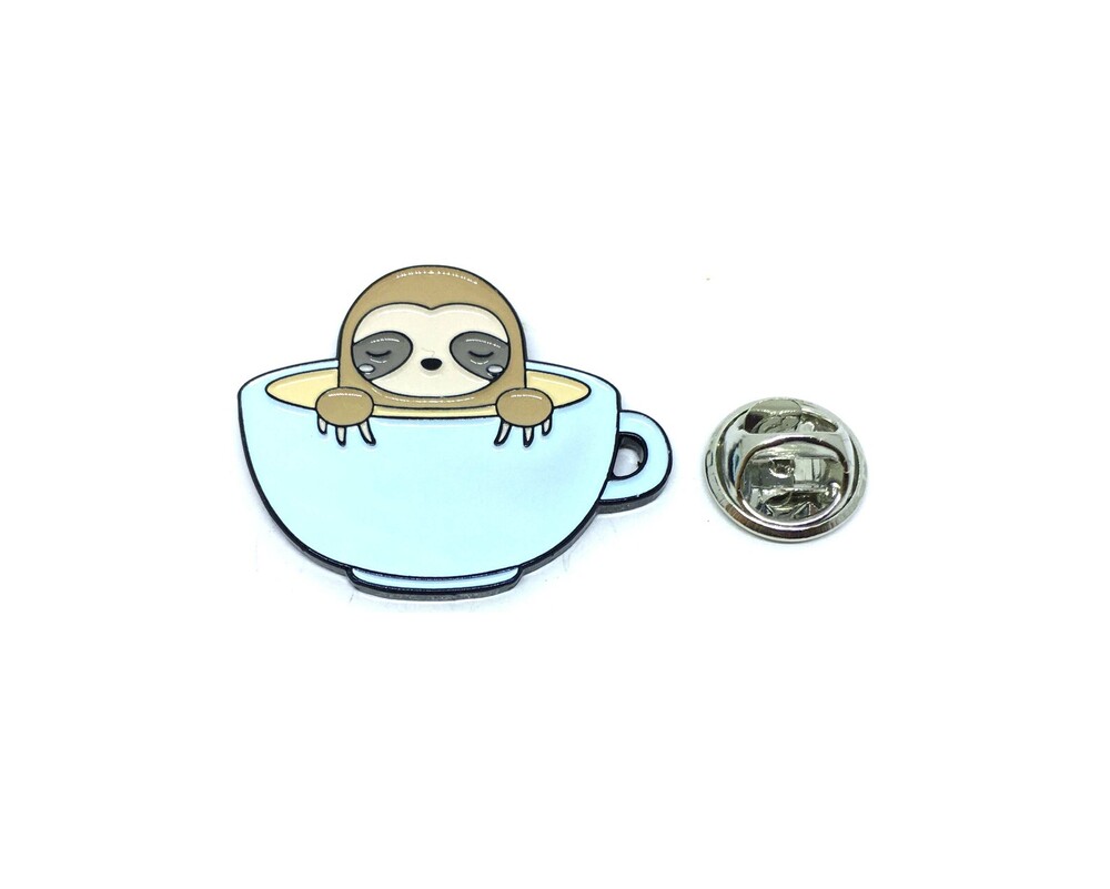 FPE-003 Baby Sloth Sleeping in Teacup Pin
