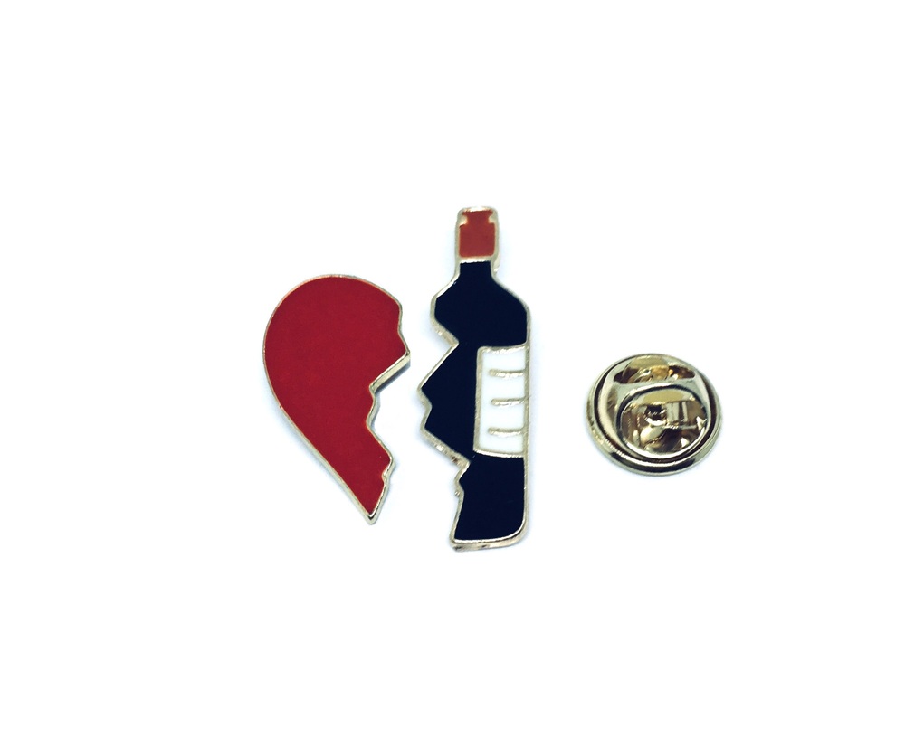 Half Heart Wine Bottle Enamel Pin