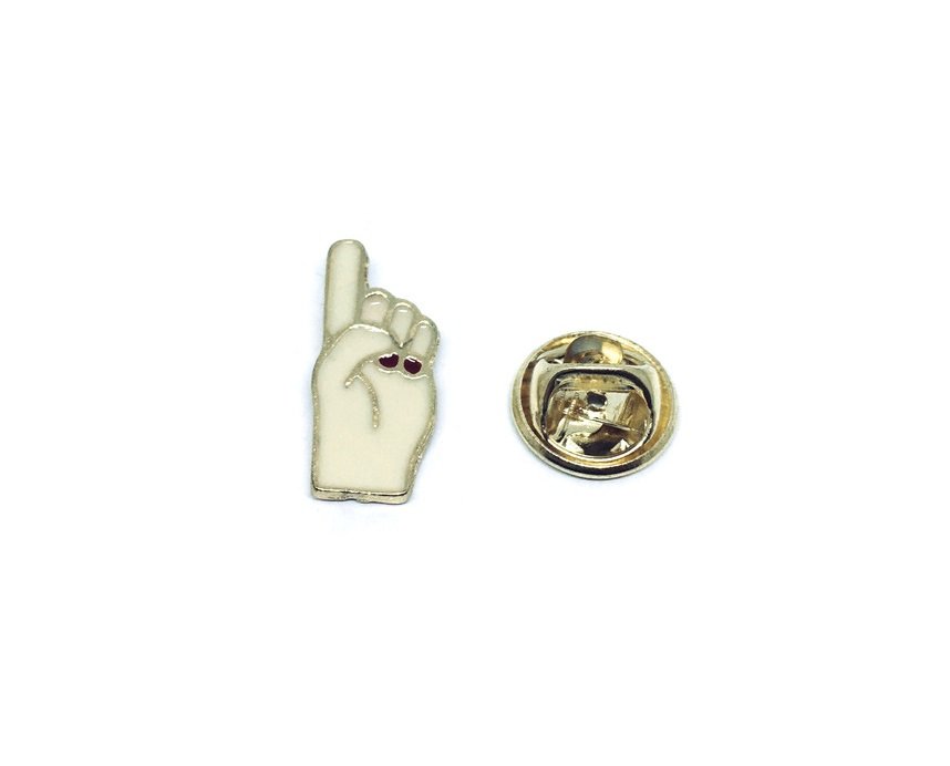 White Up Pointing Index Enamel Pin