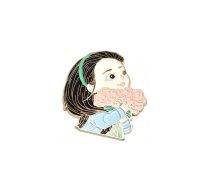 Cute Girl with Flower Enamel Pin