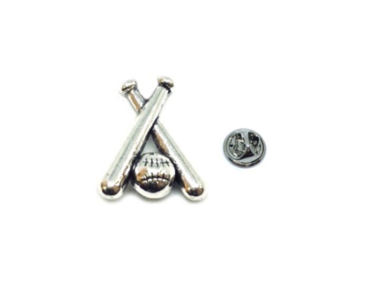 Pewter Baseball Ball and Bat Pin