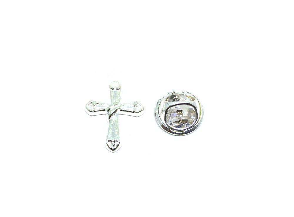 Pewter Silver Cross Lapel Pin