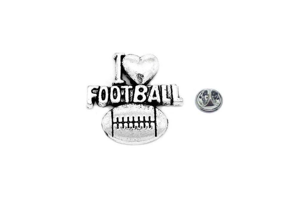 Pewter I Love Football Lapel Pin