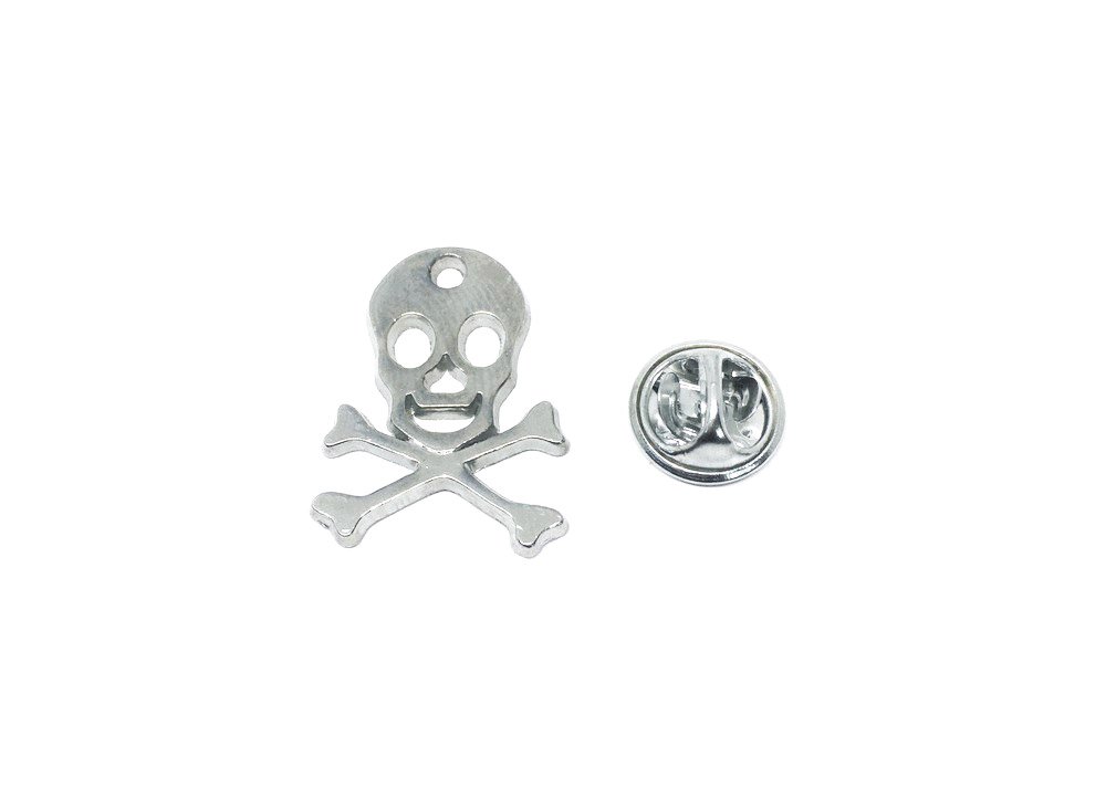 Pewter Skull And Crossbones Lapel Pin