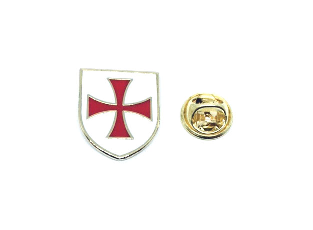Templar Crusader Red Cross White Shield Pin