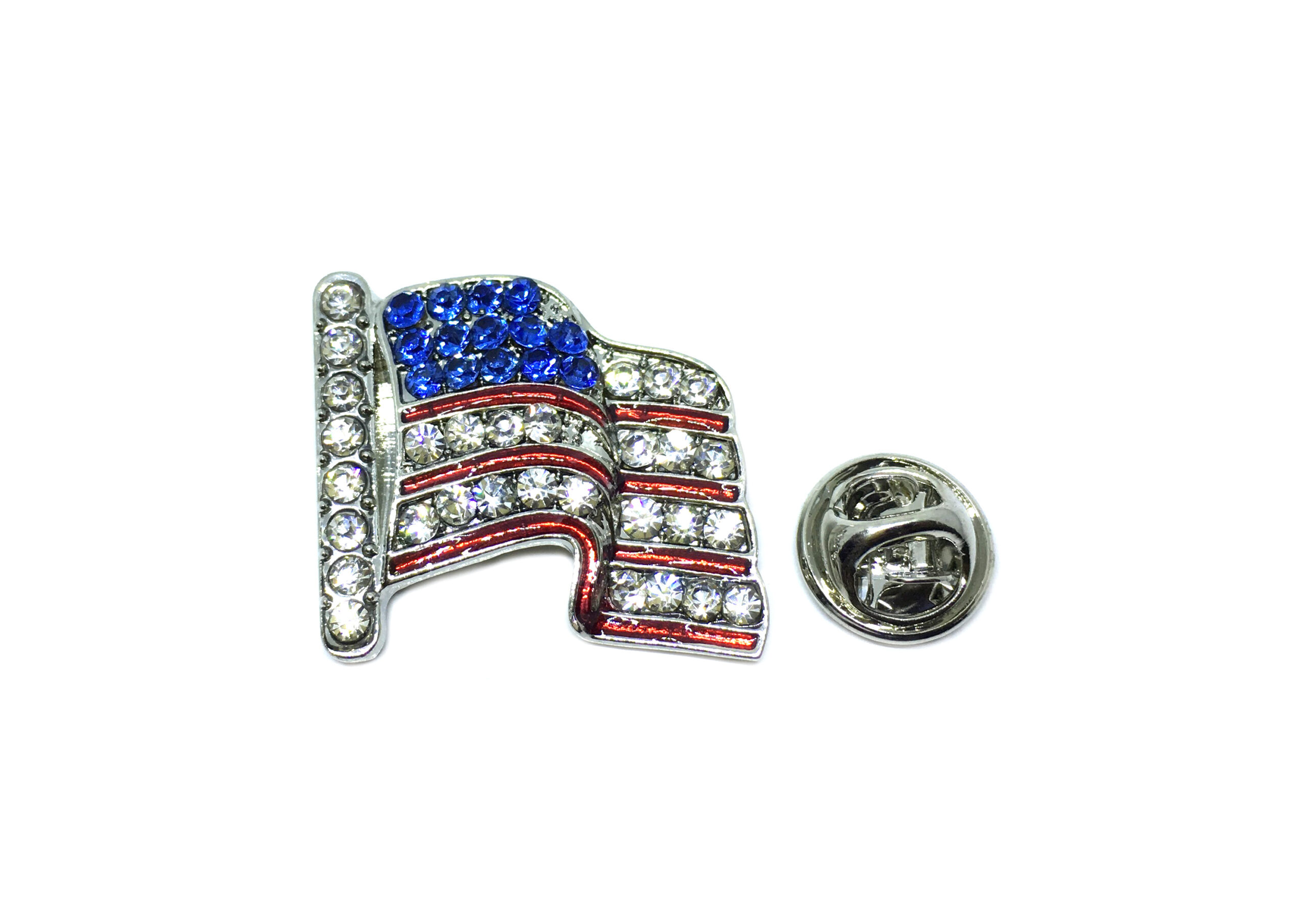 Patriotic Crystal American Flag Pin