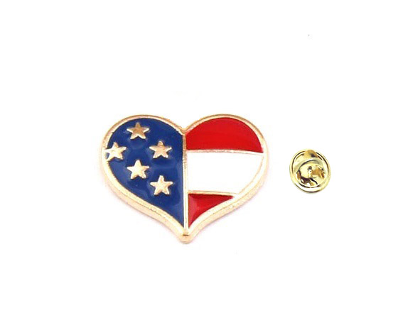 Patriotic American Flag Heart Pin