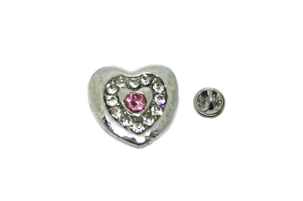 Rhinestone Heart Brooch Pin