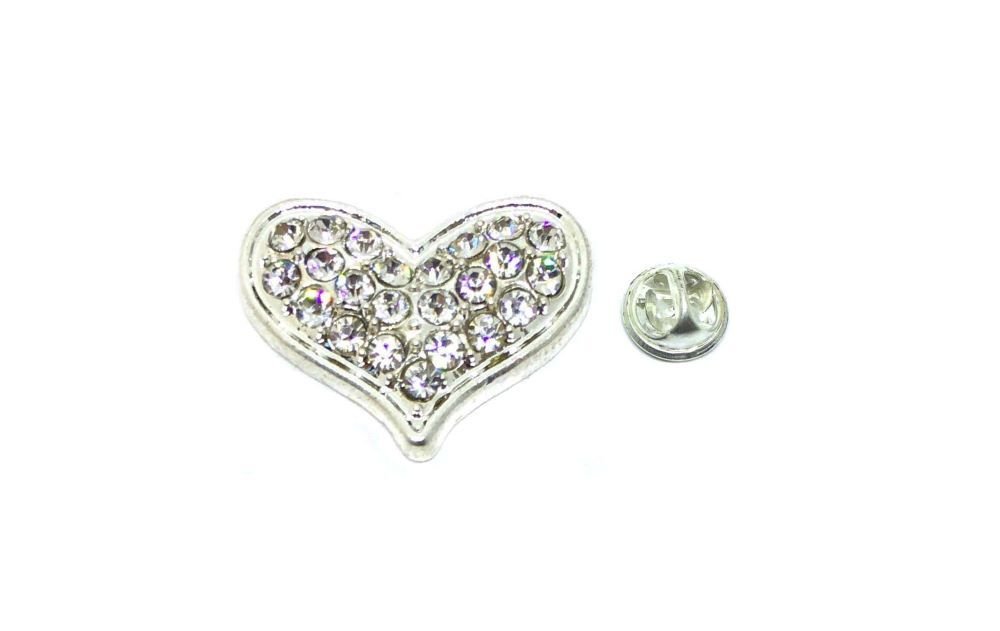 Rhinestone Heart Lapel Pin