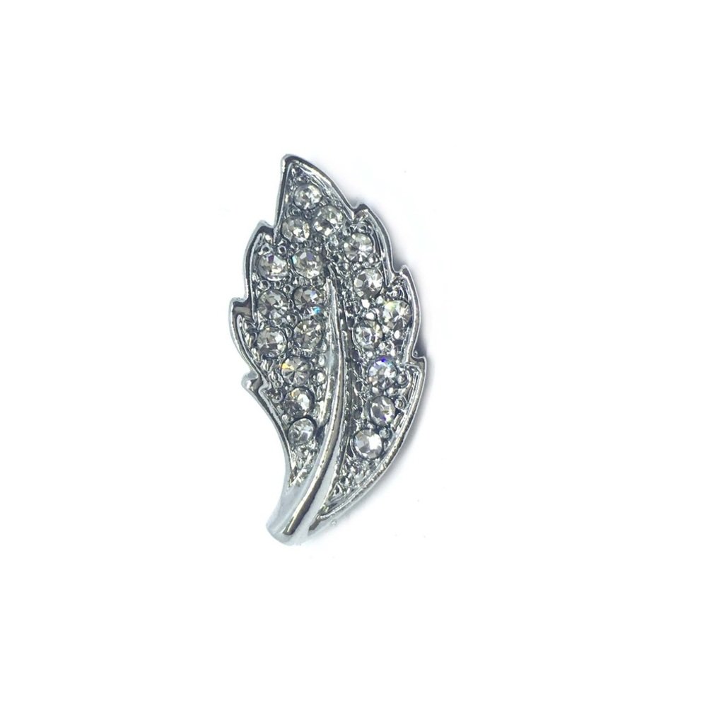 Rhinestone Leaf Lapel Pin