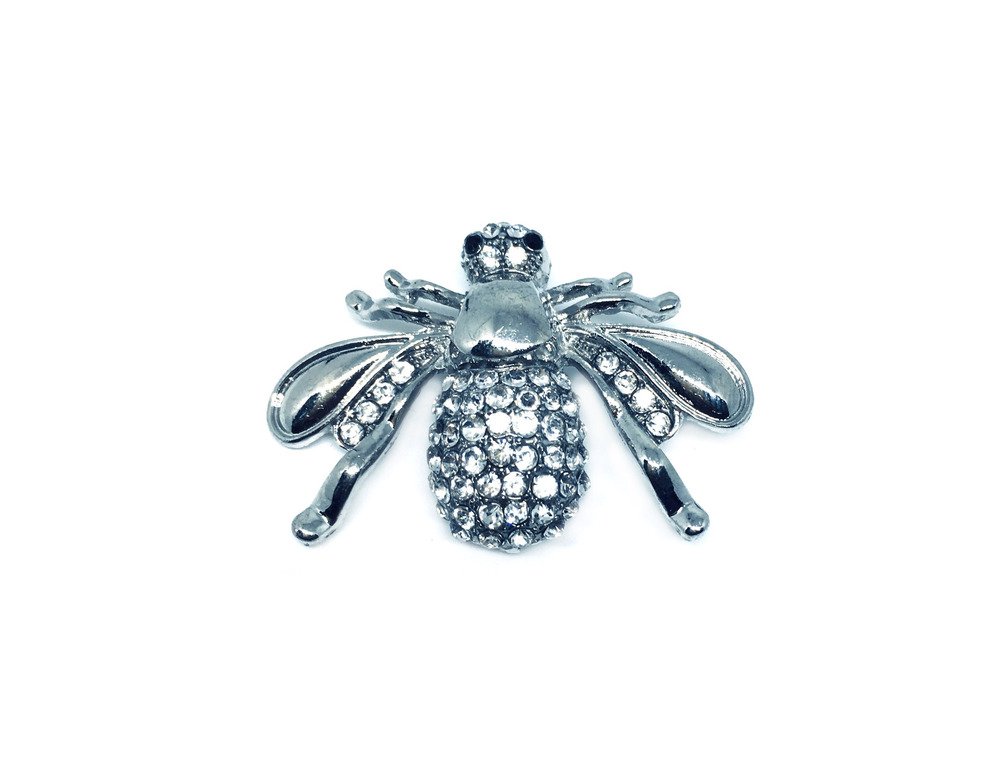 Silver Rhinestone Bee Pin