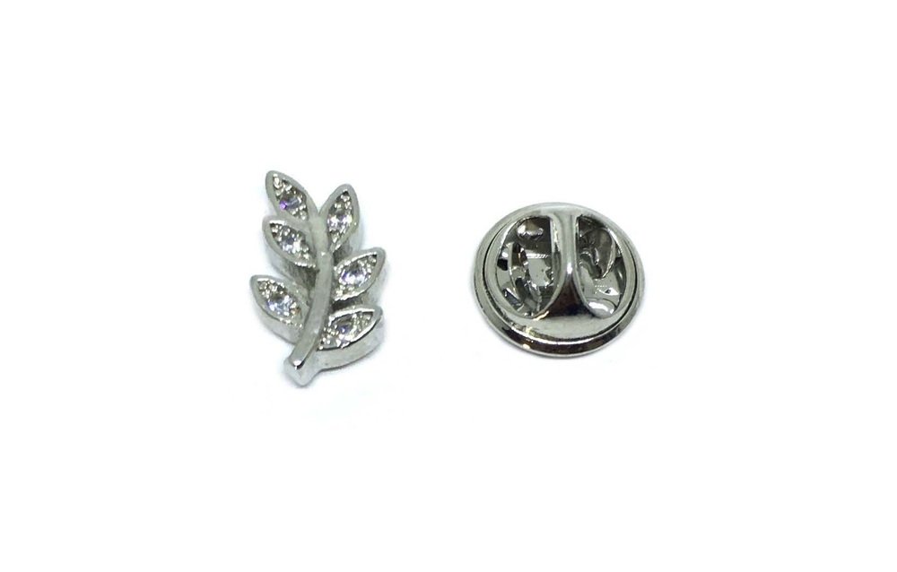 Small Rhinestone Leaf Lapel Pin