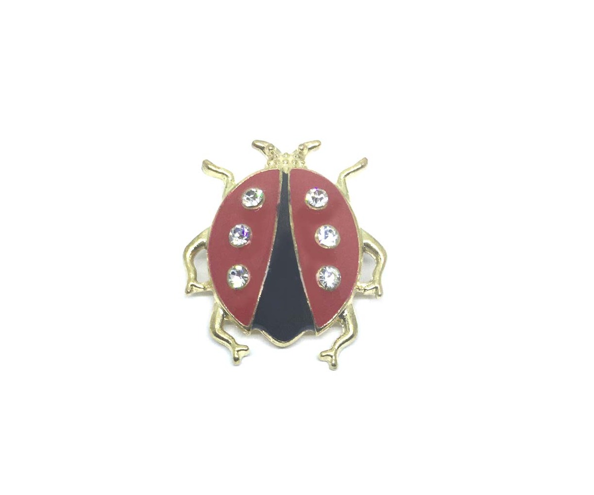 Rhinestone Ladybug Lapel Pin