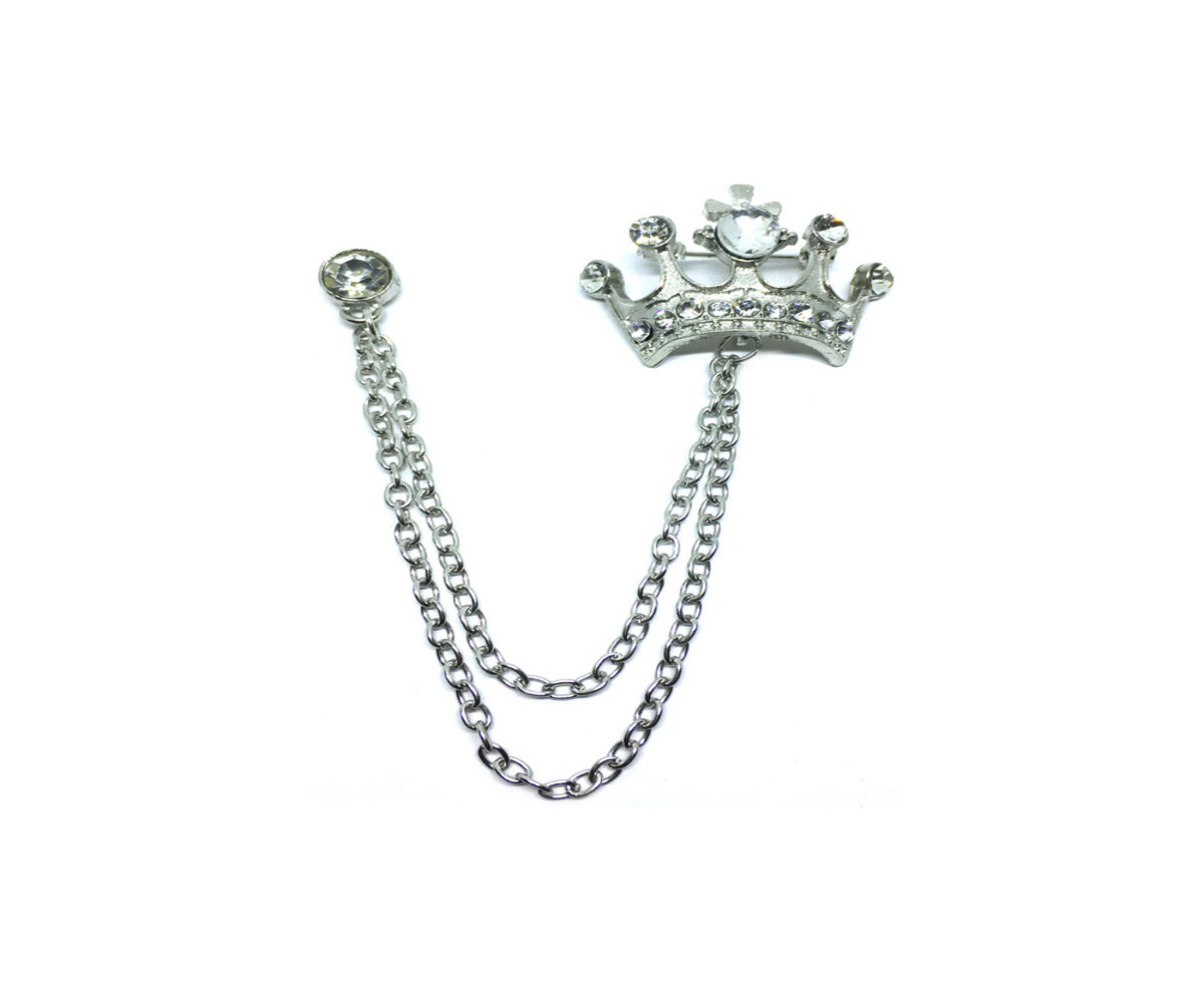 Rhinestone Crown Chain Pin