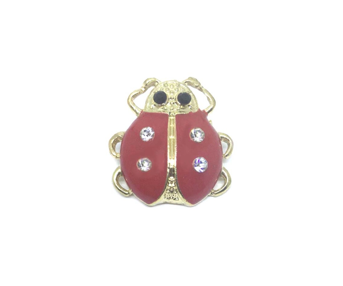 Rhinestone Ladybug Pin Badge