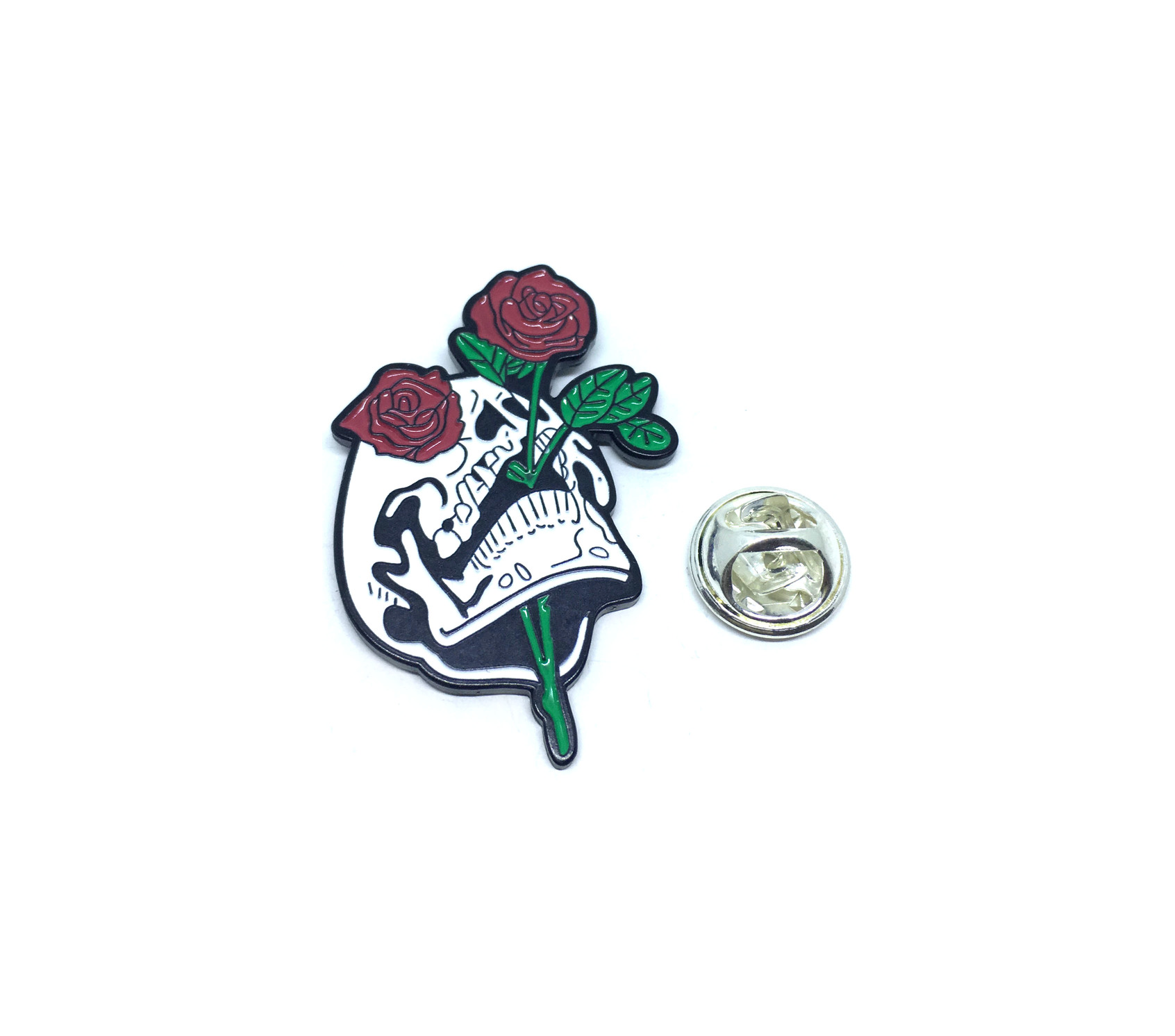Skull Silver Rose Pin