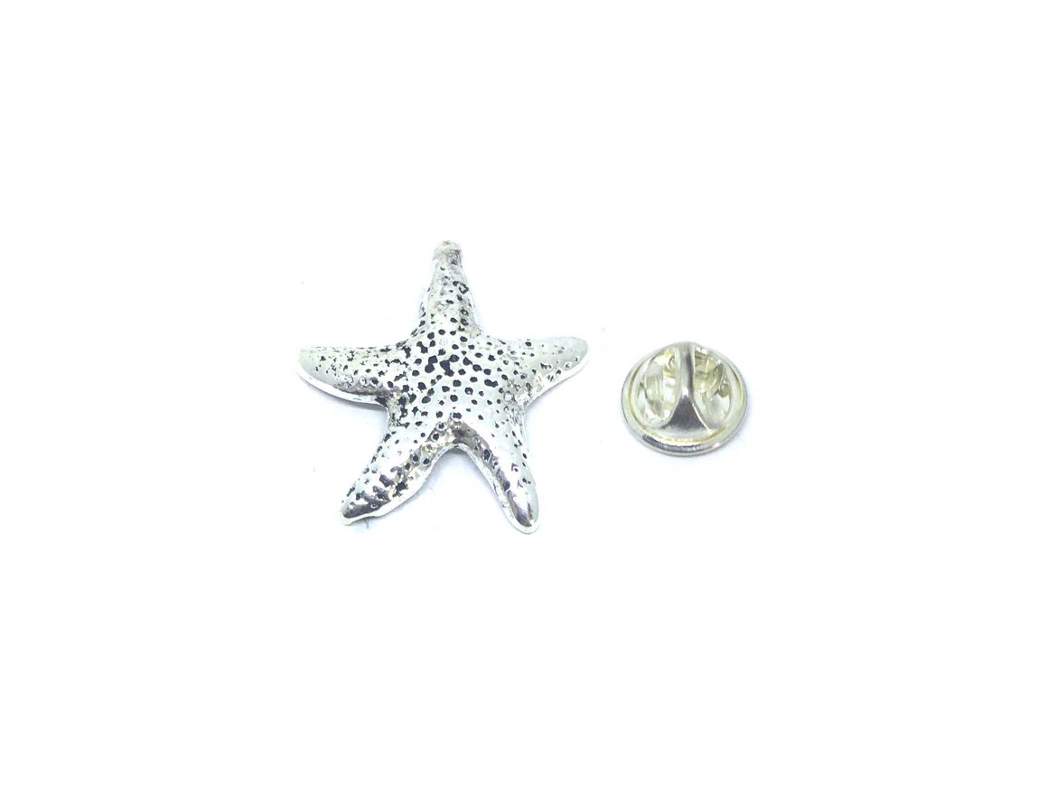 Silver Starfish Lapel Pin Badge