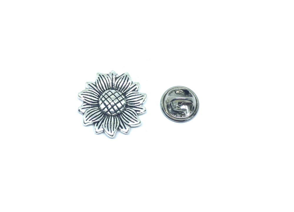 Silver Sunflower Lapel Pin