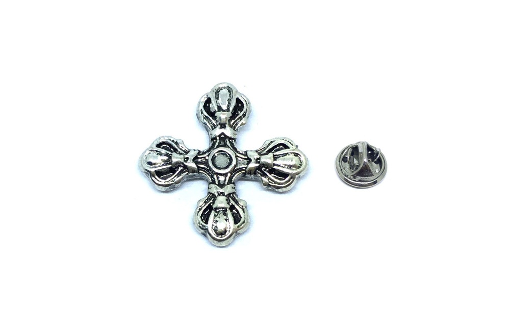 Silver Vintage Cross Lapel Pin