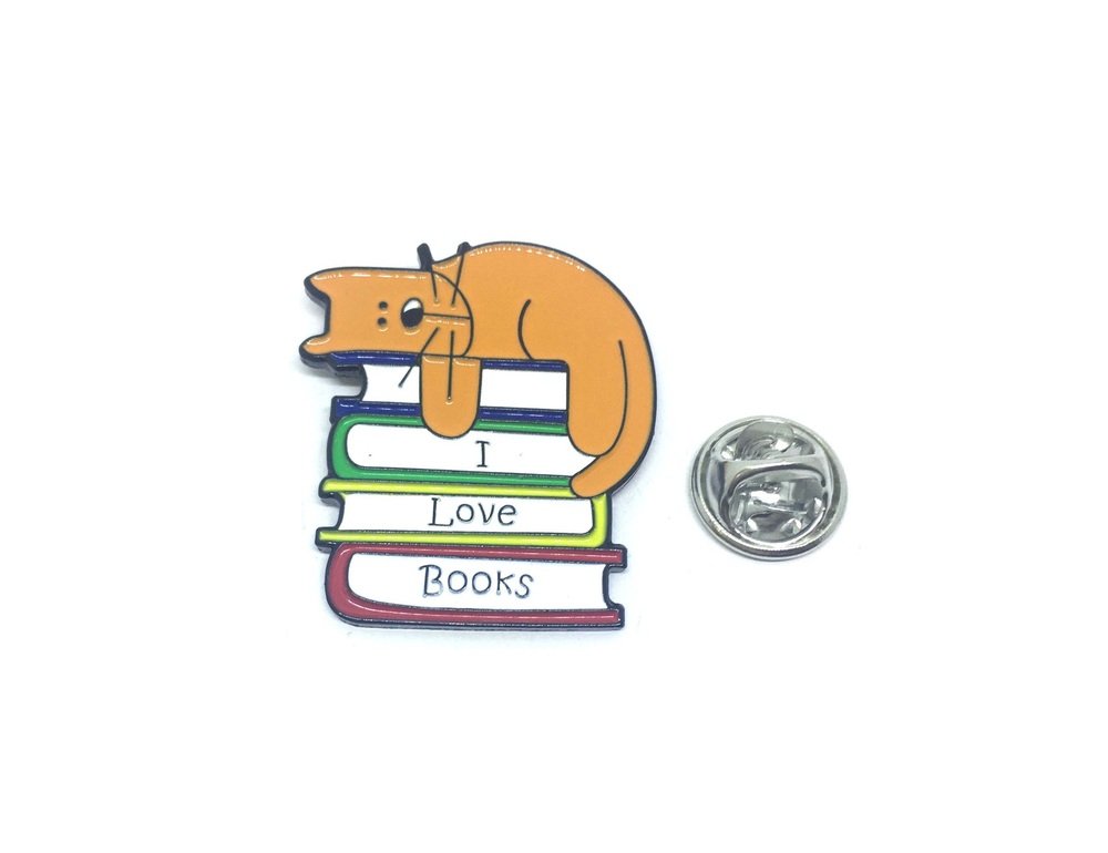 I Love Books Cat Pin