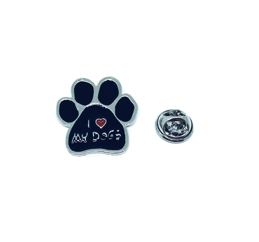 Love My Dog Paw Print Pin