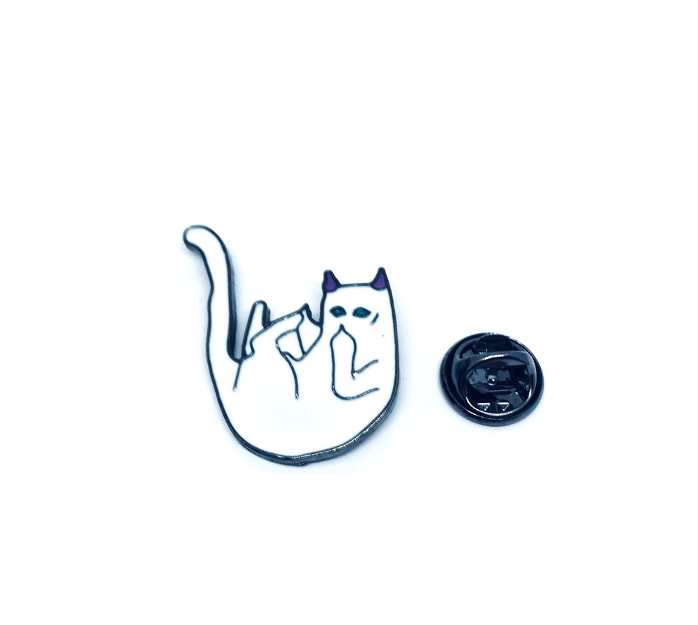 Middle Finger Cat Pin
