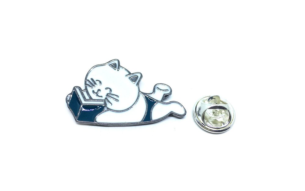 Reading Book Cat Pin