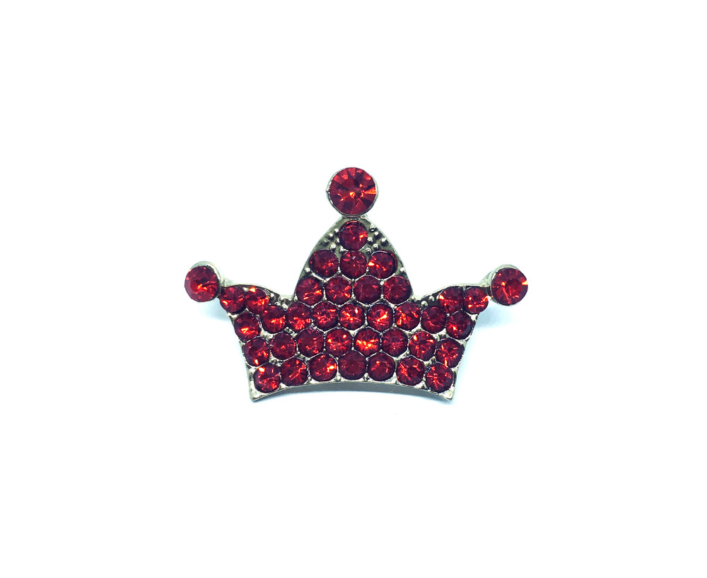 Red Rhinestone Crown Pin