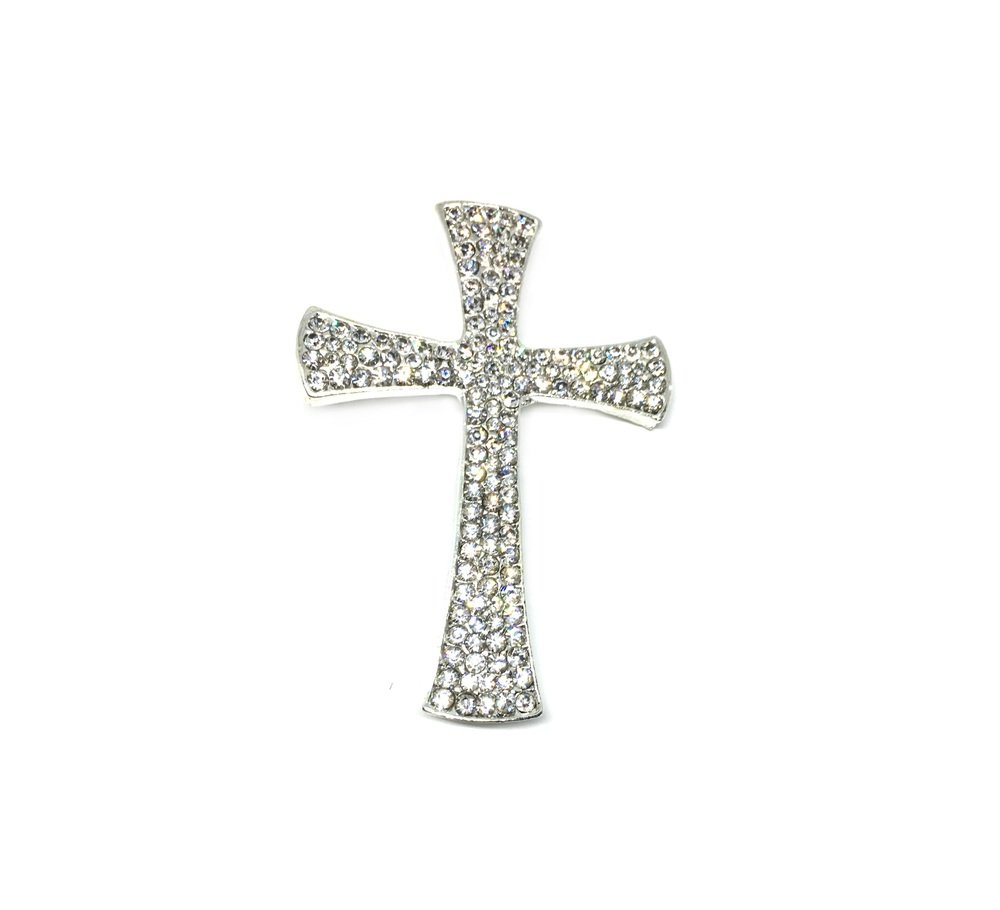 Rhinestone Cross Brooch Pin