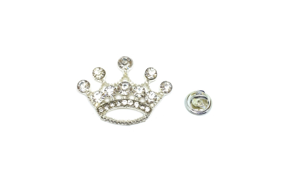 Small Rhinestone Crown Brooch Pin