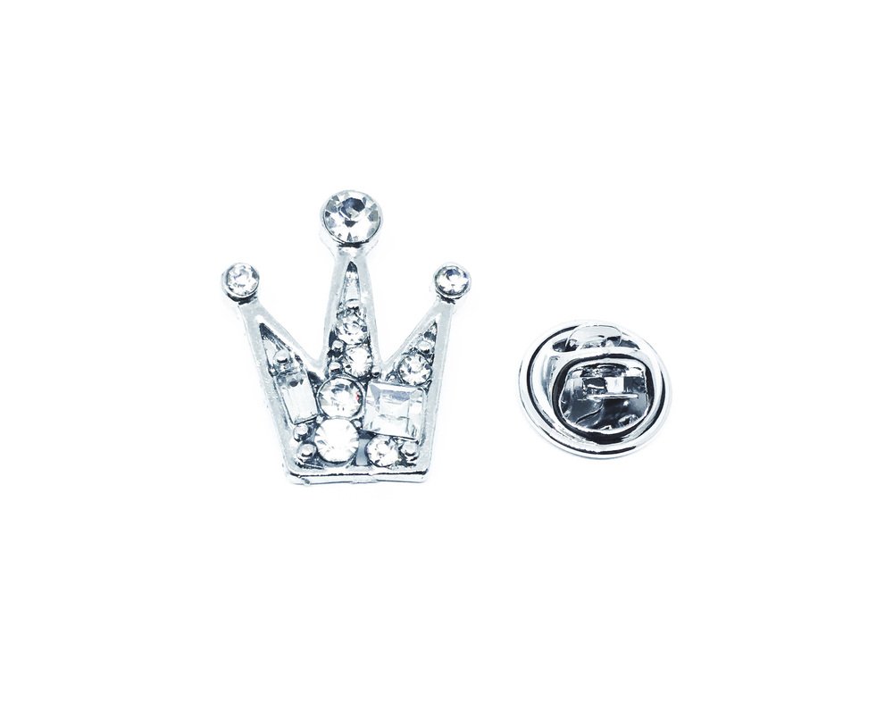 Rhinestone Crown Lapel Pin