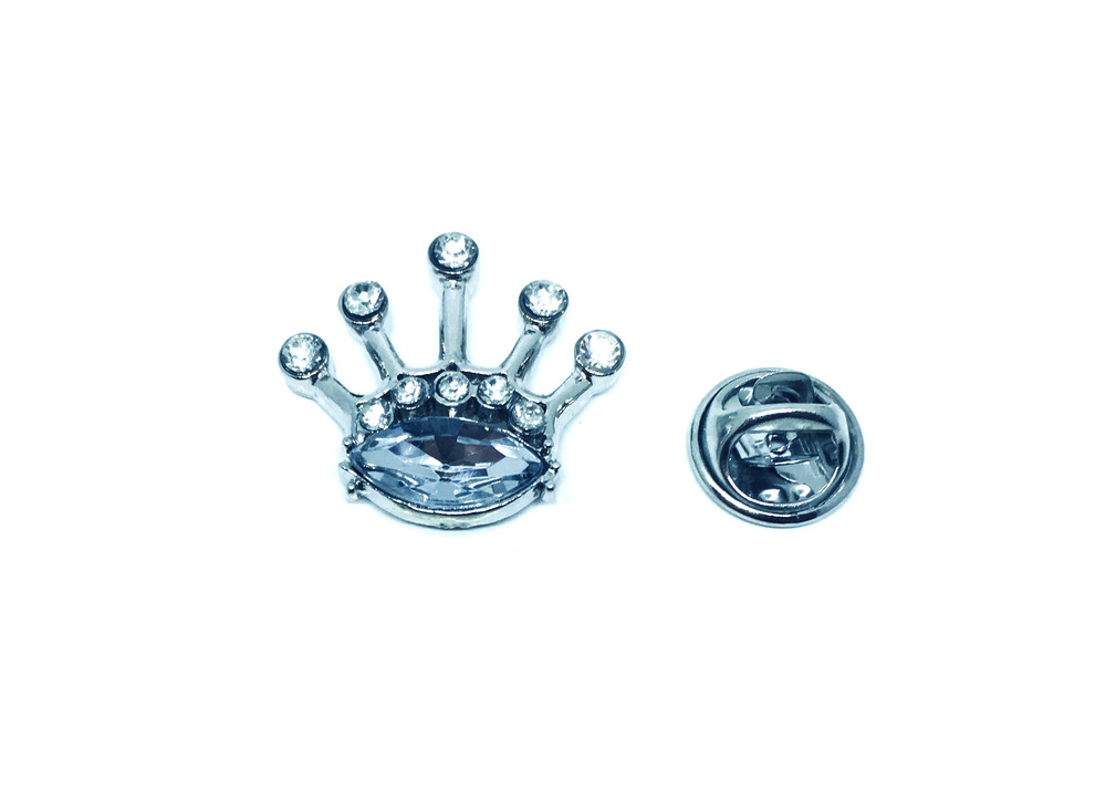 Silver Rhinestone Crown Pin